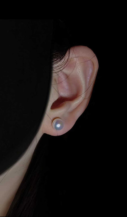 5-6mm Akoya White Pearl Stud Earrings - Sterling Silver