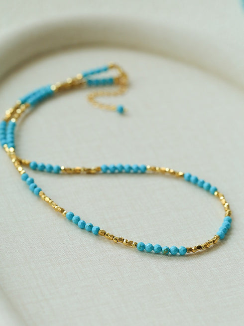 Turquoise Gold Beads Short Necklace / Bracelet - Coastal Elegance (Purchase Separately)