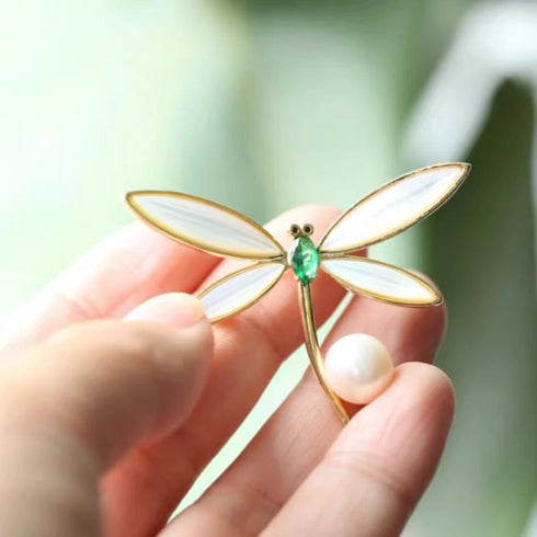 Dragonfly Pearl Brooch