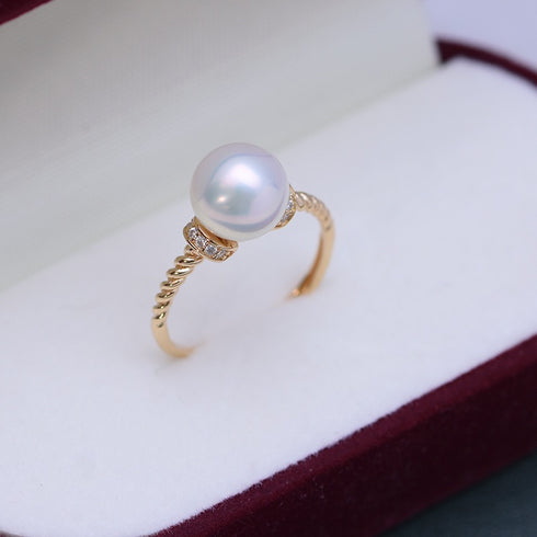 Twisted Band Freshwater Pearl Adjustable Ring – Sterling Silver
