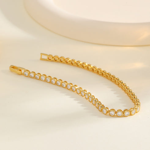 Full Round Tennis Moissanite Gold Bracelet