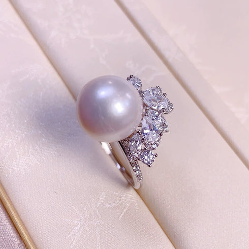 Radiant Halo Pearl Ring - Sterling Silver/ Gold Vermeil