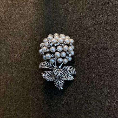 Floral Bouquet Pearl Brooch – Gold Plated