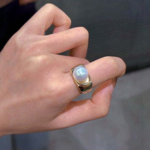 Power Edison Pearl Square Ring - Gold Vermeil / Sterling Silver