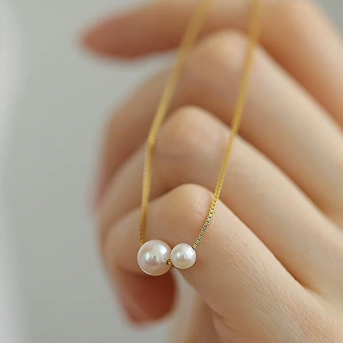 Dual Pearl Necklace - Gold Vermeil / Sterling Silver
