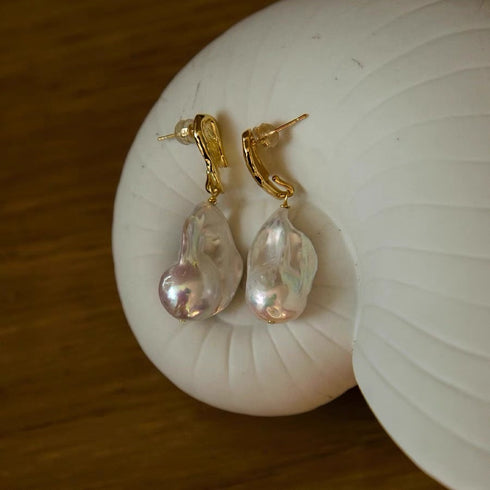 Arty Draw Baroque Pearl Earrings - Gold Vermeil / Sterling Silver