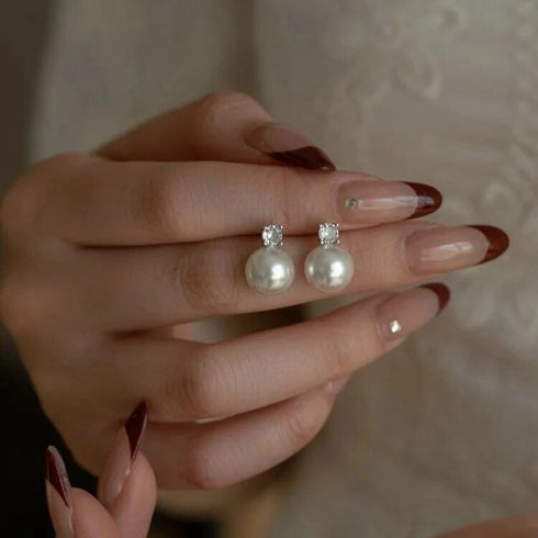 Kate Zirconia Pearl Stud Earrings - Different Colors