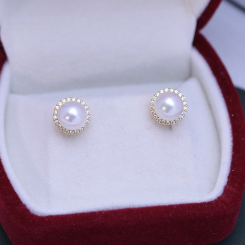 Sunflower Freshwater Pearl Stud Earrings – Gold Vermeil/Sterling Silver