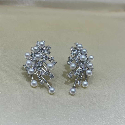 Fireworks Pearl Stud Earrings - Sterling Silver