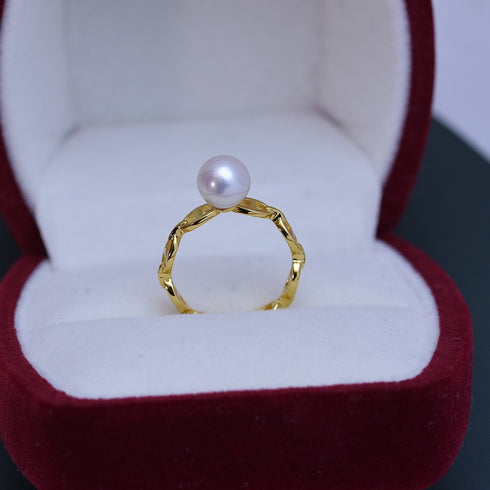 Minimal Chain Freshwater Pearl Open Ring – Sterling Silver