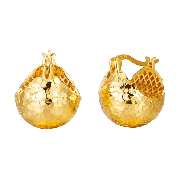 Shiny Gold Chip Hoops – Gold Vermeil/Sterling Silver