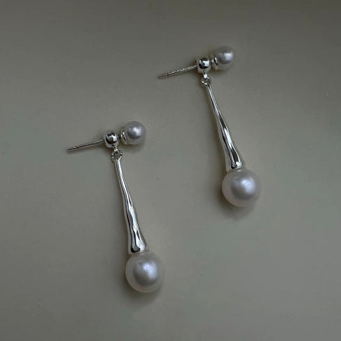 Freshwater Dual Pearl Drop Earrings – Sterling Silver