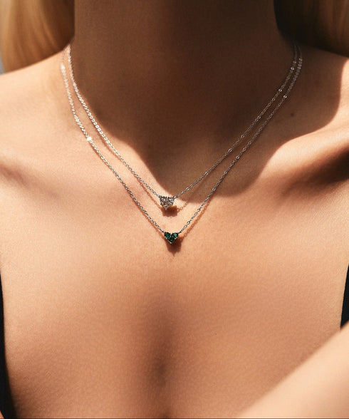 Colorful Birthstone Heart Pendant Necklace - Sterling Silver