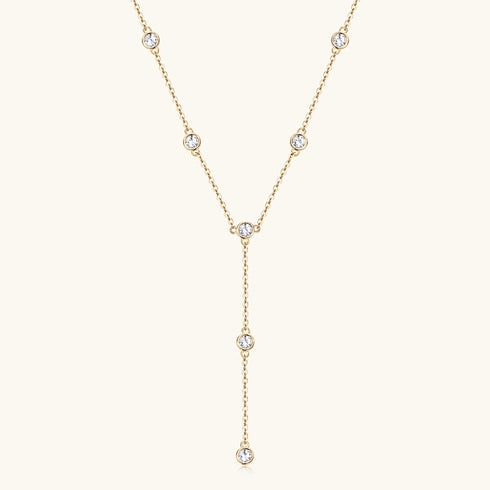 Sparkling Bubble Y Shaped Moissanite Necklace