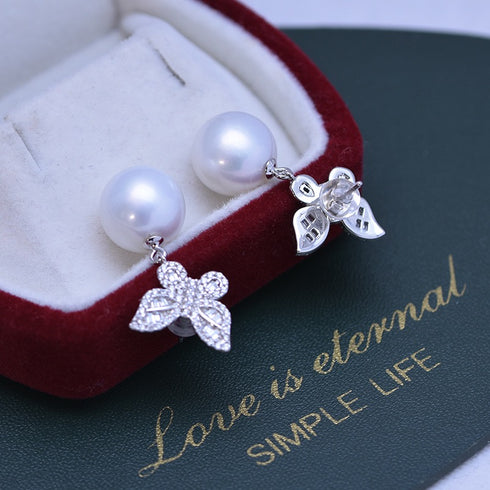 Butterfly Drop Pearl Earrings – Sterling Silver