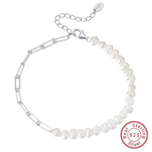 Baroque Pearl Chain Bracelet & Necklace Set – Sterling Silver