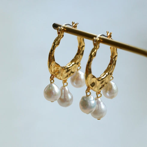 Pearl Multi-Layer Drop Huggies - Vintage Meets Modern