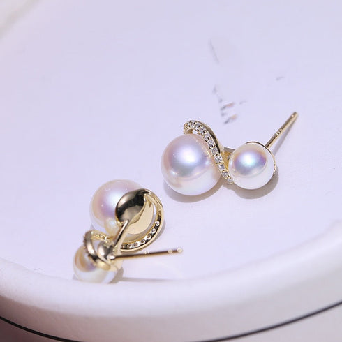 S Shape Double Pearl Earrings - May-Lynn