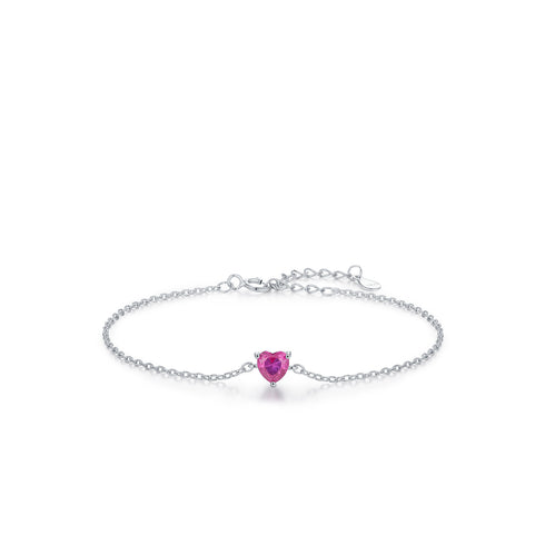 Pink Heart Zirconia Bracelet - Sterling Silver