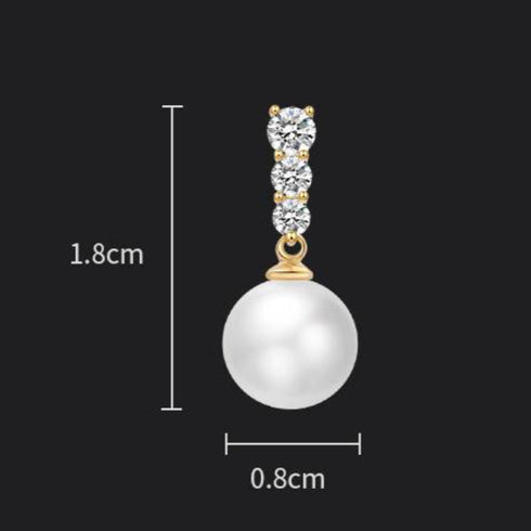 Radiant Zirconia Line Pearl Drop Earrings