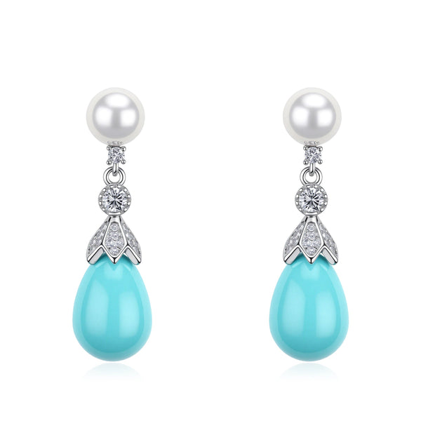 Fresheater Pearl Waterdrop Turquoise Earrings
