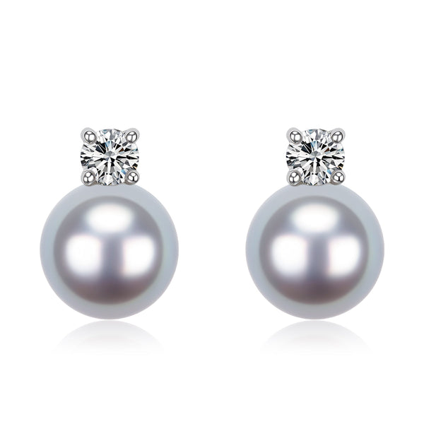 Sasha 7-8mm Silver Blue Akoya Pearl Stud Earrings