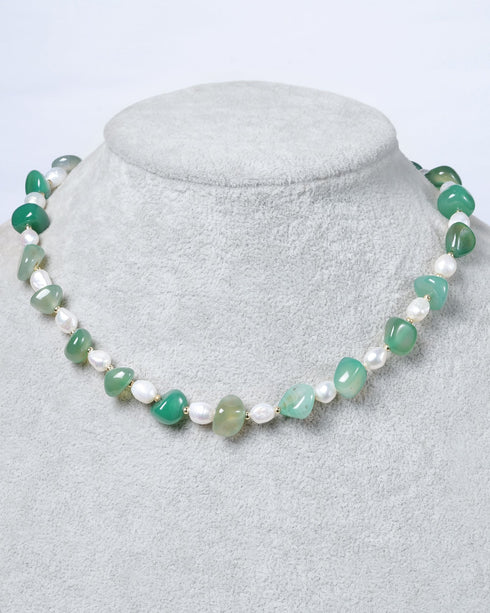 Green Agate Pearl Necklace