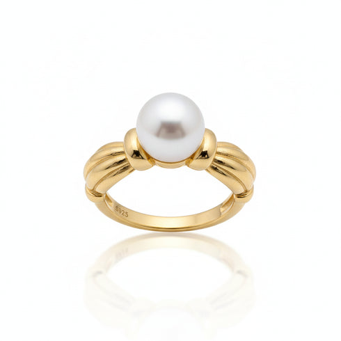 Vintage Ribbon Bow Freshwater Pearl Ring – Sterling Silver