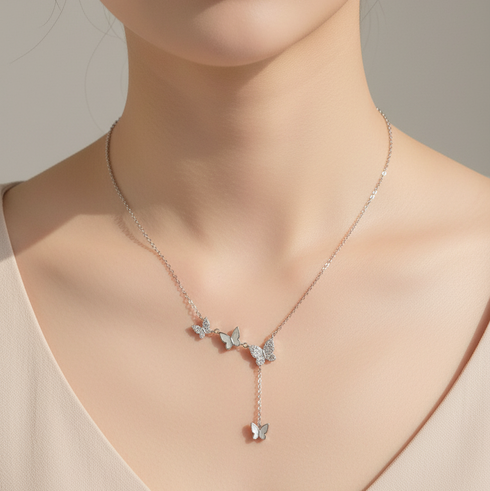 Butterfly Zirconia Pendant Necklace – Sterling Silver