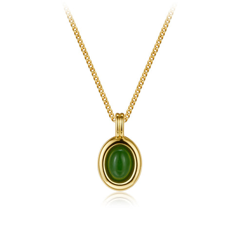 Golden Green Gemstone Pendant Necklace - 18K Gold Vermeil