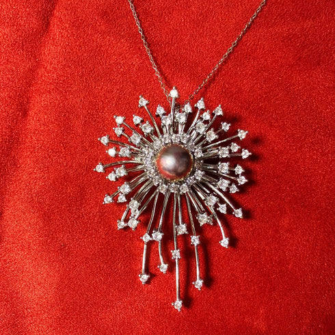Purple Freshwater Pearl Fireworks Brooch