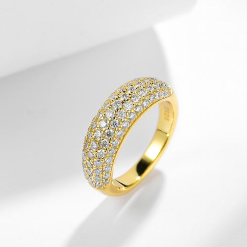 Dazzling Full Moissanite Ring - 18K Gold Vermeil/ Sterling Silver