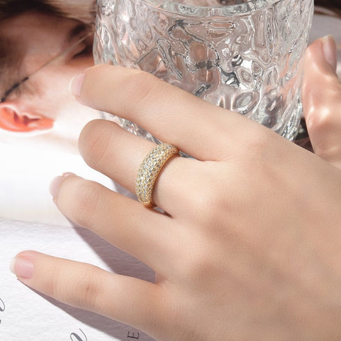 Dazzling Full Moissanite Ring - 18K Gold Vermeil/ Sterling Silver