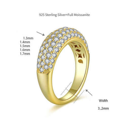 Dazzling Full Moissanite Ring - 18K Gold Vermeil/ Sterling Silver