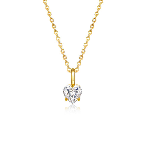 0.80CT Heart Pendant Diamond Necklace - Gold / Silver