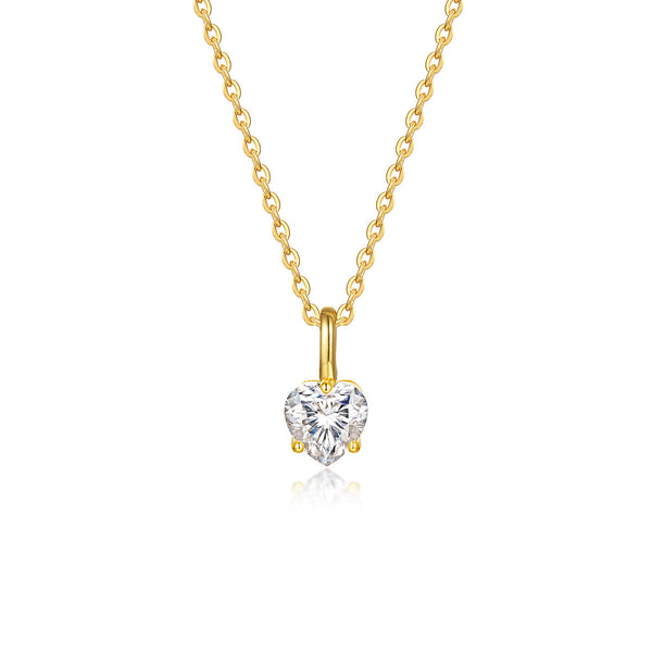 0.80CT Heart Pendant Diamond Necklace - Gold / Silver