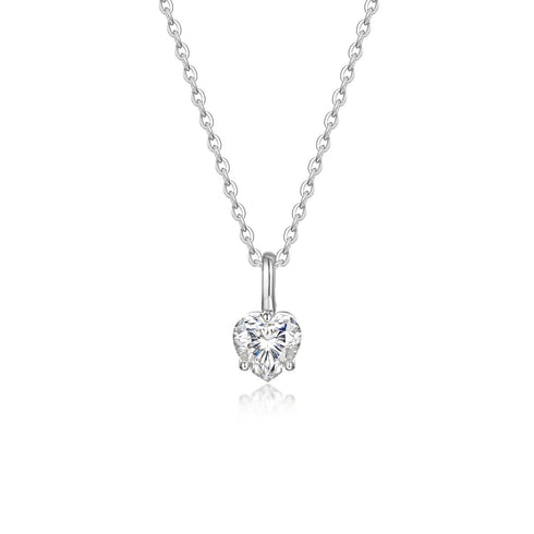 0.80CT Heart Pendant Diamond Necklace - Gold / Silver