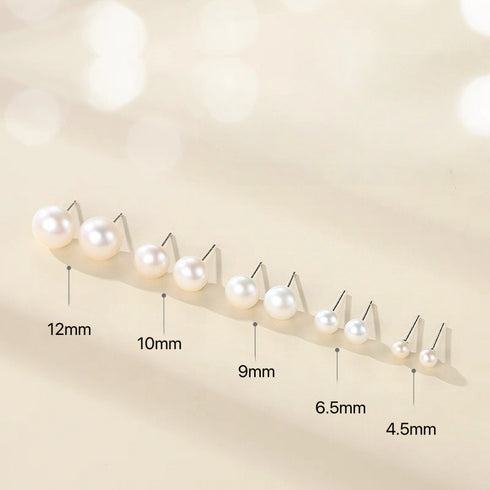White Button Freshwater Pearl Stud Earrings