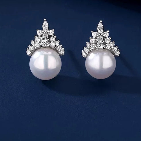 Ice Queen Zirconia Pearl Earrings