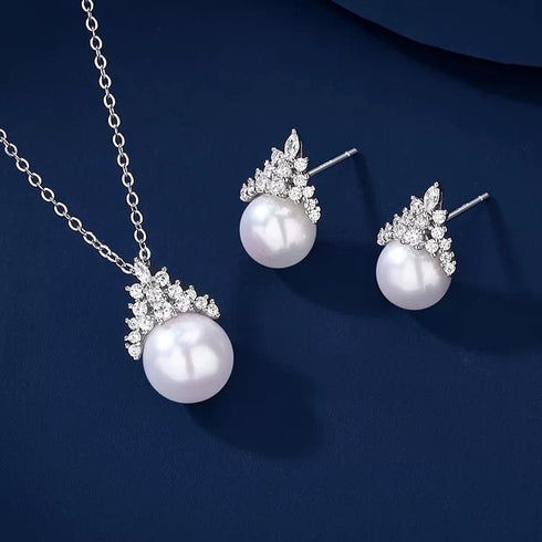 Ice Queen Zirconia Pearl Earrings