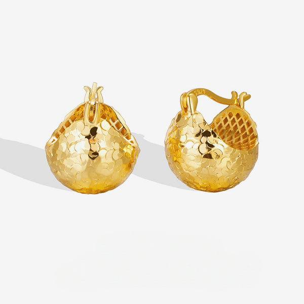 Shiny Gold Chip Hoops – Gold Vermeil/Sterling Silver