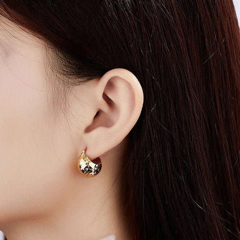 Shiny Gold Chip Hoops – Gold Vermeil/Sterling Silver