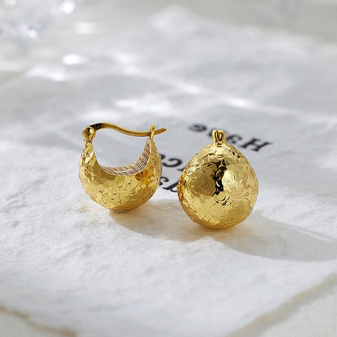 Shiny Gold Chip Hoops – Gold Vermeil/Sterling Silver