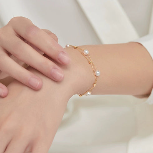 Layered Pearl Bracelet - Sterling Silver