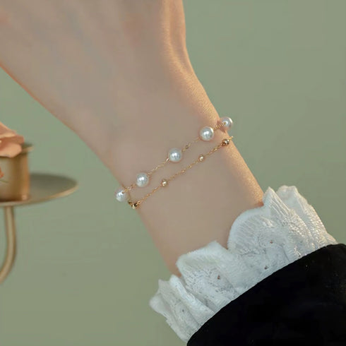 Layered Pearl Bracelet - Sterling Silver