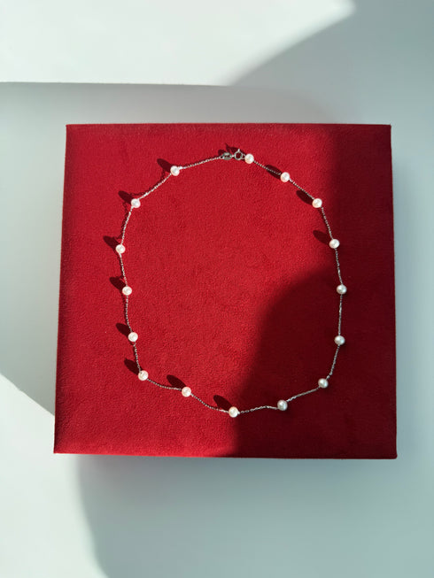 3–4mm Starry Freshwater Pearl Silver Necklace