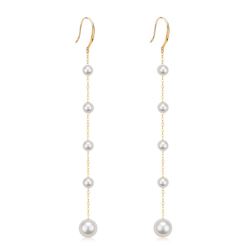 Freshwater Pearl Dangle Cluster Earrings 18K Gold - House Of Pearls