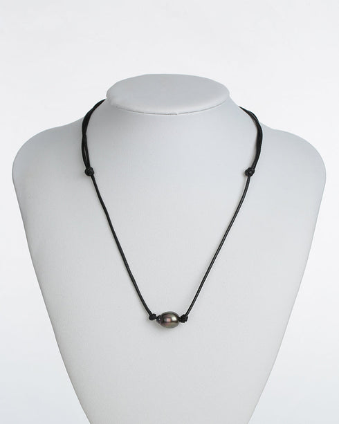 Tahitian Baroque Pearl Knotted Leather Necklace - May-Lynn