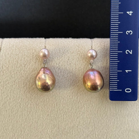 Dual Pink Purple Baroque Pearl Earrings – Sterling Silver