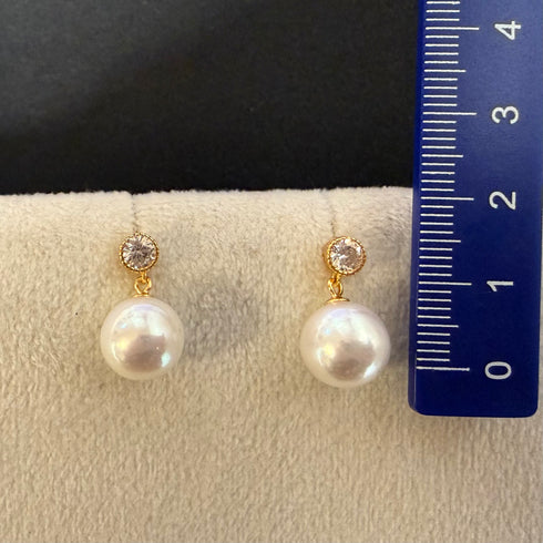 Power Edison Pearl Zirconia Stud Earrings in 18K Gold Vermeil